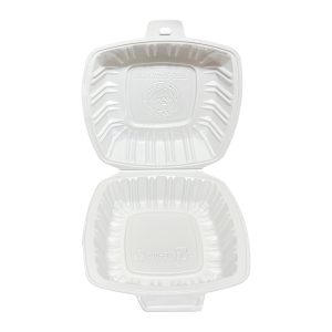 6”x 6“ Mineral Filled PP Hinged Containers | White