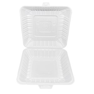9" x 9" Mineral Filled PP Hinged Containers | White