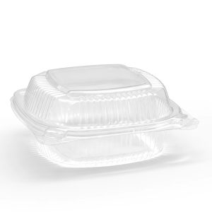 5"x 5.5" PS Plastic Hinged Food Containers | Clear