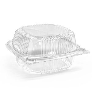 6" x 6" PS Plastic Hinged Food Containers | Clear